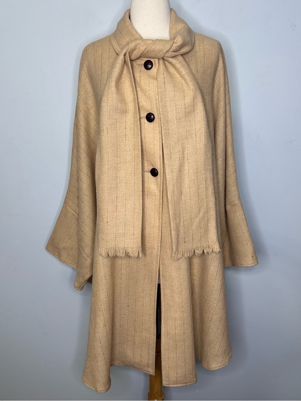 Triona Designs 100% Pure New Wool Donegal Handwoven Tweed Roisin Poncho Cape